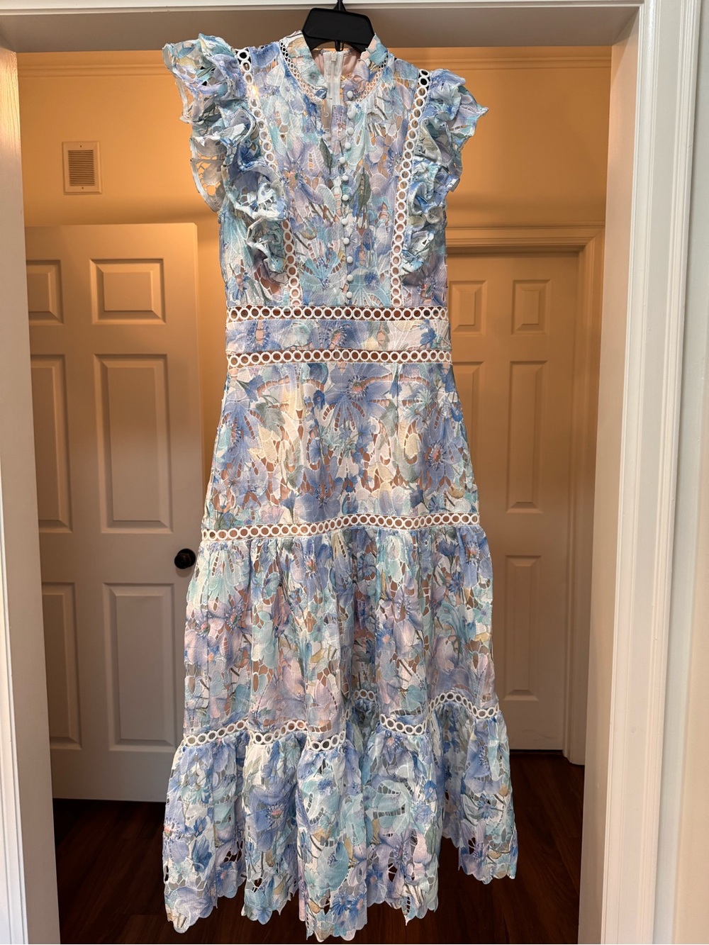 Elliat Kalissa Ruffle Maxi Dress in Blue Floral - Picture 3 of 8